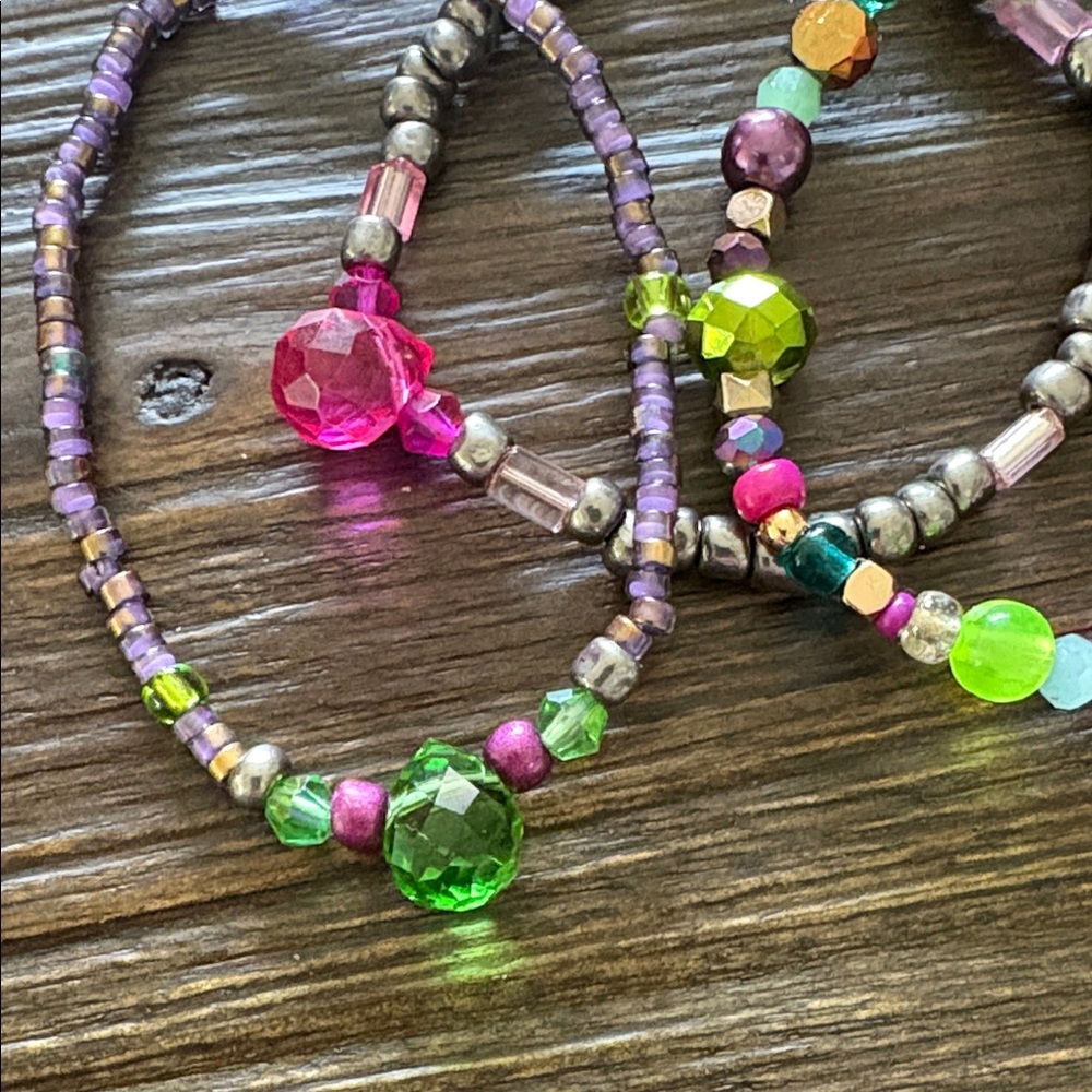 Colorful Beaded Mardi Gras Bracelet Set